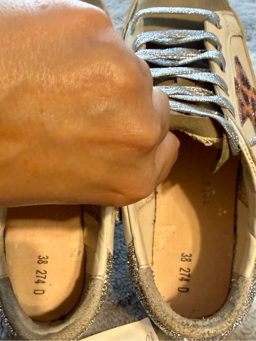Golden Goose Women's SuperStars Leather Sneaker Swarovski Leopard Star/Heel 38 - Picture 6 of 13